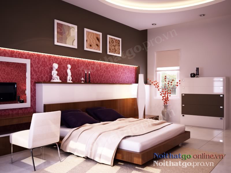 Trang trí phòng ngủ với ảnh treo tường.